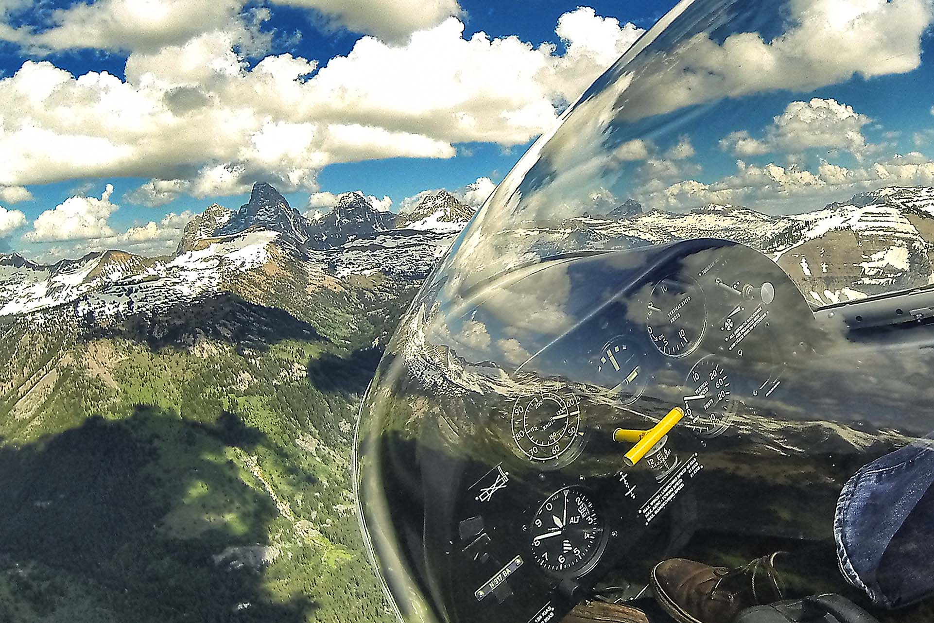 Scenic Aerial Glider Flight over the Teton Range